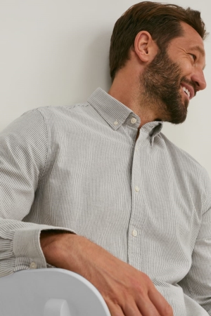 Chemises C&A Oxford Regular Fit Button-down Collar Rayé Homme Grise | RK4910756