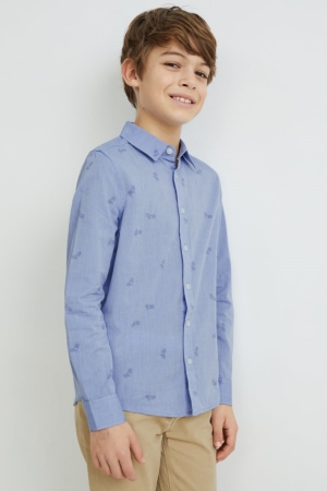 Chemises C&A Patterned Garcon Bleu Clair | FJ3960528