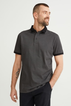 Chemises C&A Polo Patterned Homme Grise Foncé | JN3906518