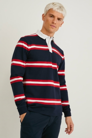 Chemises C&A Polo Rayé Homme Bleu Foncé | CR4937608