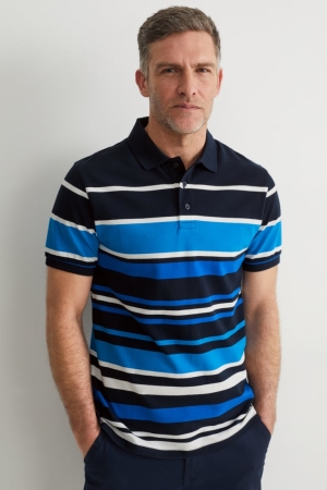 Chemises C&A Polo Rayé Homme Bleu Foncé | XR7596048