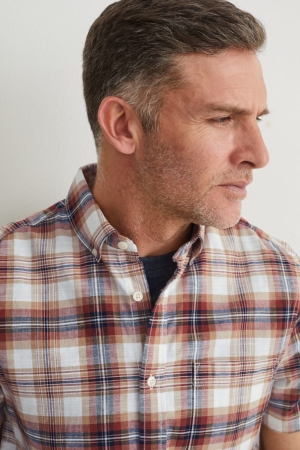 Chemises C&A Regular Fit Button-down Collar Check Homme Orange | UX6143592