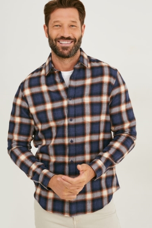 Chemises C&A Regular Fit Kent Collar Check Homme Bleu Foncé | BP3065972