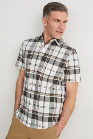 Chemises C&A Regular Fit Kent Collar Check Homme Blanche Vert | CR1824063