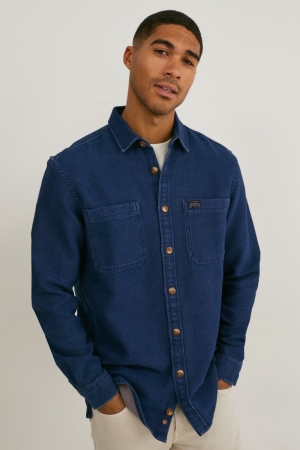 Chemises C&A Regular Fit Kent Collar Homme Bleu Foncé | CL7805369