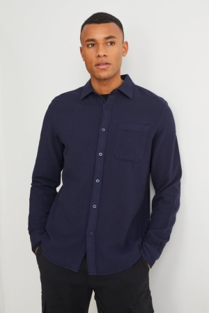 Chemises C&A Regular Fit Kent Collar Homme Bleu Foncé | JG9684032