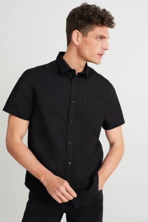 Chemises C&A Regular Fit Kent Collar Homme Noir | PR2083916