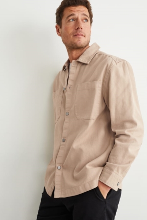 Chemises C&A Regular Fit Kent Collar Homme Beige | RV9574128