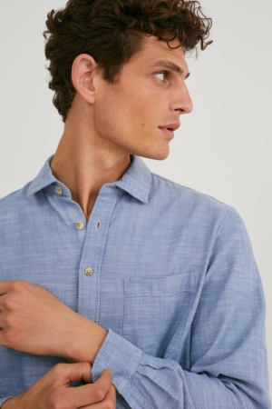 Chemises C&A Regular Fit Kent Collar Homme Bleu Clair | RW1658704