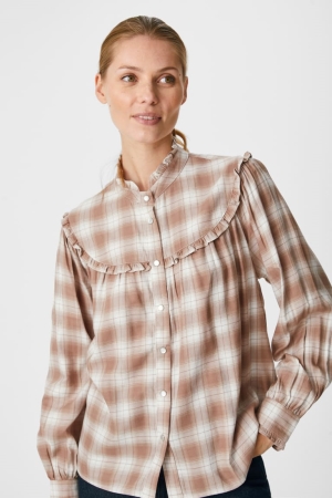 Chemisier C&A Check Femme Marron Clair | AB0587423