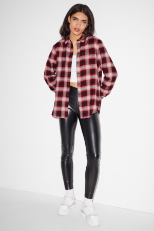 Chemisier C&A Clockhouse Check Femme Rouge Noir | XW6104325