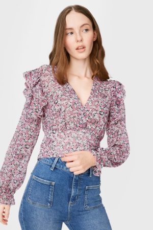 Chemisier C&A Clockhouse Chiffon Floral Femme Rose | KE3240689
