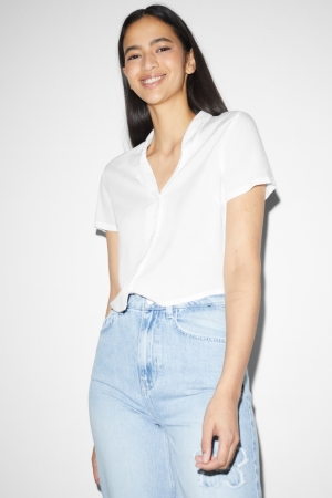 Chemisier C&A Clockhouse Cropped With Livaeco™ Fibres Femme Blanche | JX4837061