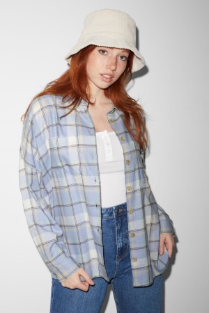 Chemisier C&A Clockhouse Flannel Check Femme Bleu Clair | BK9546021