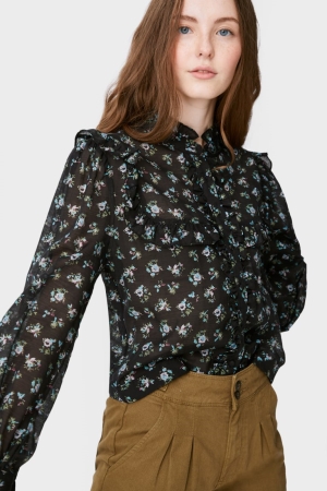 Chemisier C&A Clockhouse Floral Femme Noir | QH0874531
