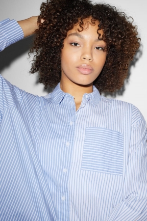 Chemisier C&A Clockhouse Rayé Femme Bleu Blanche | KM0972458