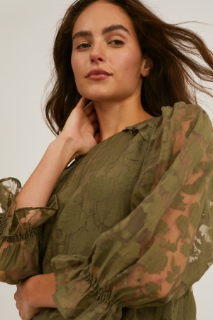 Chemisier C&A Floral Femme Vert | SB9823456