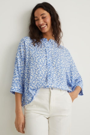 Chemisier C&A Patterned Femme Blanche Bleu Clair | CW2196843