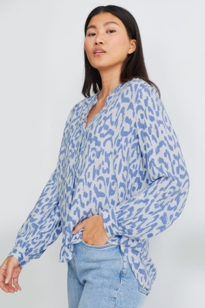 Chemisier C&A Patterned Femme Blanche Bleu Clair | YS2461395