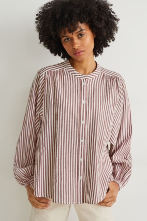 Chemisier C&A Rayé Femme Marron Blanche | QP8967021