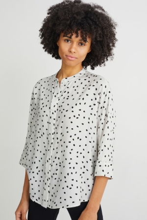 Chemisier C&A With Tencel™ Lyocell Fibres Femme Blanche Noir | DT2358967