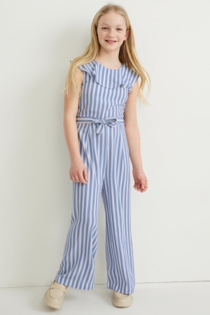 Combinaison C&A Rayé Fille Bleu Blanche | ZH2951438