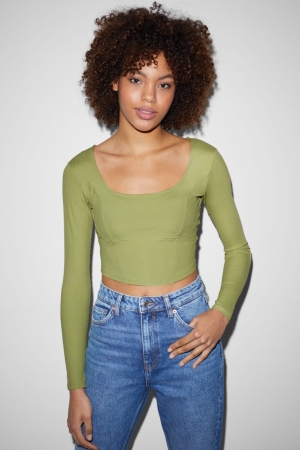 Hauts C&A Clockhouse Cropped Femme Vert | YF5302687