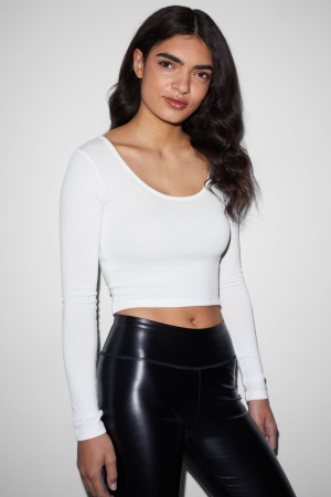 Hauts C&A Clockhouse Cropped Long Sleeve Femme Blanche | JO9216058