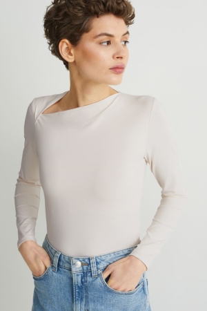 Hauts C&A Long Sleeve Femme Blanche | OQ4218703