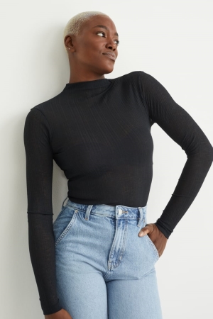 Hauts C&A Long Sleeve Femme Noir | RO3415762