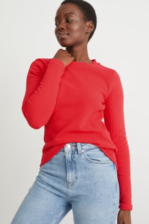 Hauts C&A Long Sleeve Femme Rouge | VT7253469