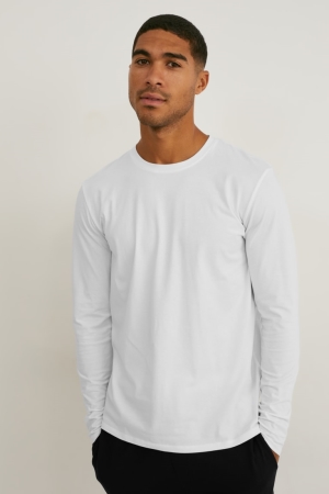 Hauts C&A Long Sleeve Flex Organic Coton Lycra® Homme Blanche | QR6927043