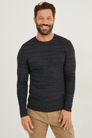 Hauts C&A Long Sleeve Organic Coton Homme Noir | AN1269840