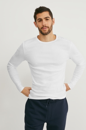 Hauts C&A Long Sleeve Organic Coton Homme Blanche | FQ1703986