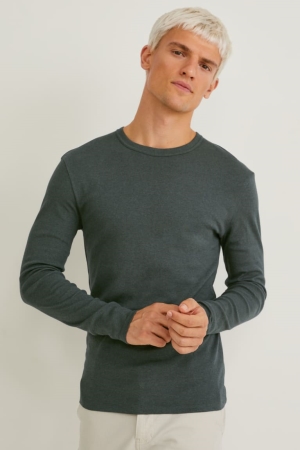 Hauts C&A Long Sleeve Organic Coton Homme Vert Foncé | IF6758293