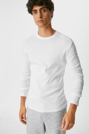 Hauts C&A Long Sleeve Organic Coton Homme Blanche | NB2079483