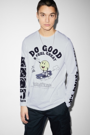 Hauts C&A Long Sleeve Smileyworld® Homme Blanche | ET7812503