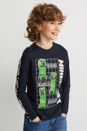 Hauts C&A Minecraft Long Sleeve Garcon Bleu Foncé | TO8674215