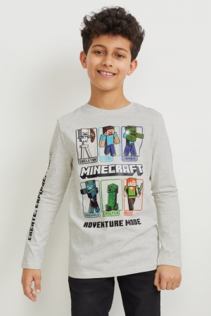 Hauts C&A Minecraft Long Sleeve Garcon Grise Clair | AL1082569