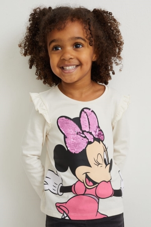 Hauts C&A Minnie Mouse Long Sleeve Shiny Fille Blanche | NU3162758
