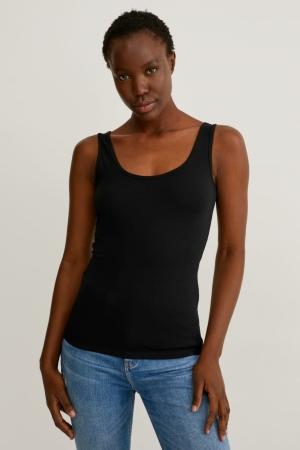 Hauts C&A Multipack Of 2 Basic Organic Coton Femme Noir | VN4183072