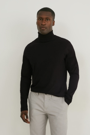 Hauts C&A Multipack Of 2 Polo Neck Organic Coton Homme Noir | JI6914327