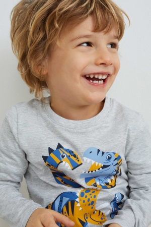 Hauts C&A Multipack Of 3 Dinosaur Long Sleeve Garcon Bleu Foncé | US4195087
