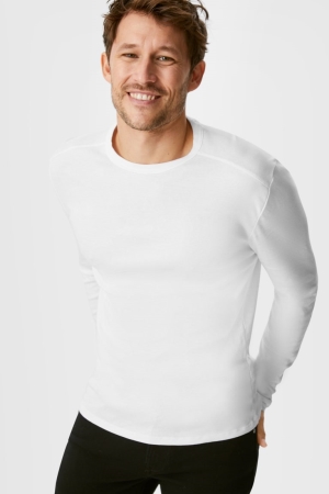 Hauts C&A Multipack Of 3 Long Sleeve Organic Coton Homme Blanche | FE5312897