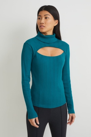 Hauts C&A Polo Neck Femme Vert Foncé | ZT3860197