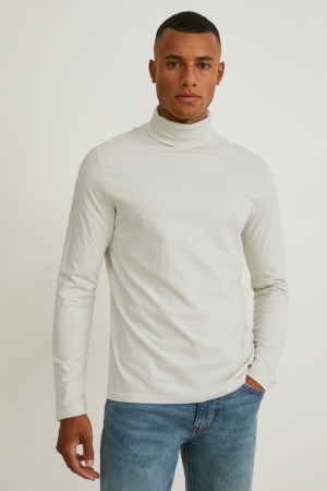 Hauts C&A Polo Neck Organic Coton Homme Blanche | EQ2893057