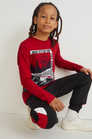 Hauts C&A Set Long Sleeve And Joggers 2 Piece Garcon Rouge | JM1529863