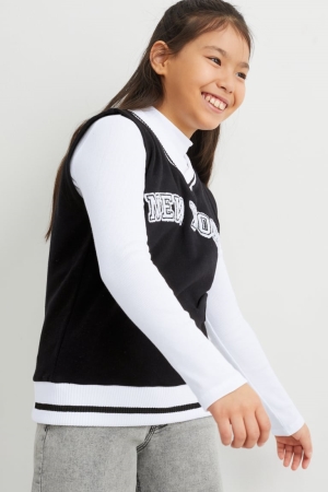 Hauts C&A Set Long Sleeve And Slipover 2 Piece Fille Noir | EY6429310