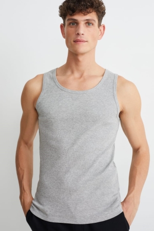 Hauts C&A Vest Double Rib Organic Coton Homme Grise Clair | XL2480659