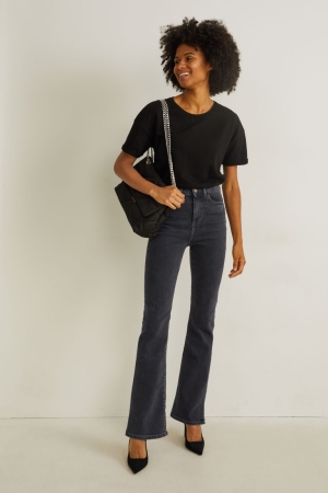 Jean C&A Bootcut High Taille Lycra® Femme Bleu Grise Foncé | AP1834690